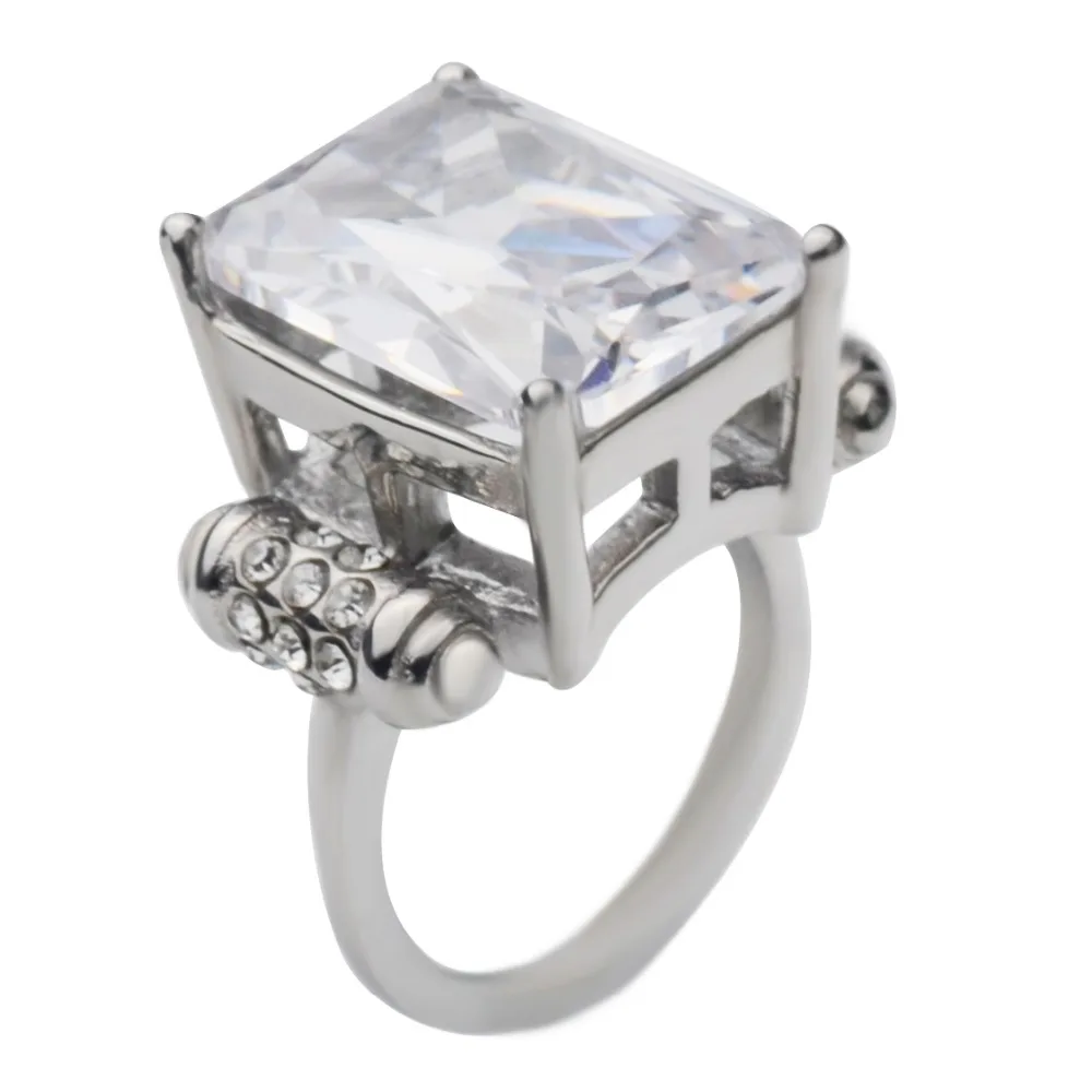 

Women's silver Big Cubic Zirconia Engagement Wedding Rings For Women ,stainless steel shop Brand Design fashion ring jewelry