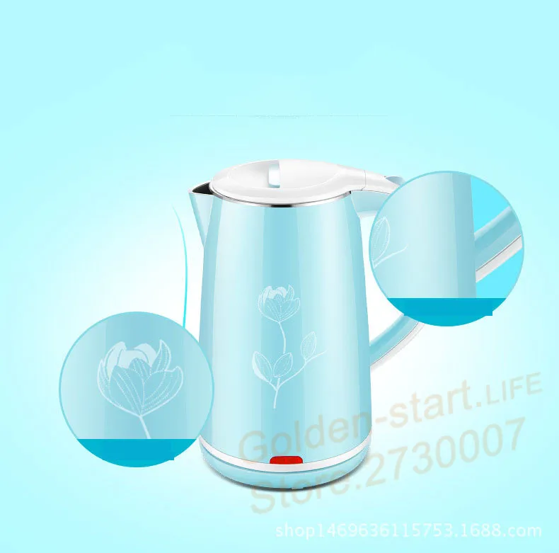 220 V 1.8L из нержавеющей стали, теплоизолирующая и противогорящая электрическая чайник синий и розовый