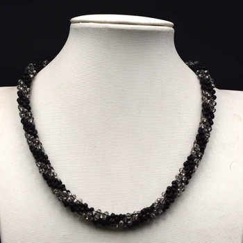 

2019 New Fashion Gray Black Crystal Woven beaded Necklace for women