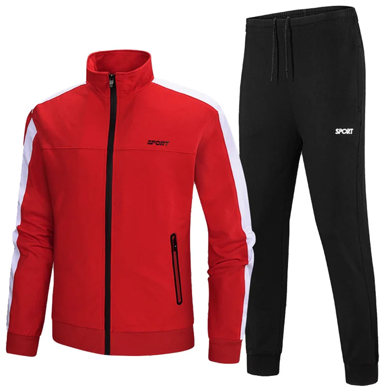 Спортивный костюм, мужской хлопковый спортивный костюм, командные спортивные костюмы, повседневная мужская одежда, спортивная одежда для бега, спортивный костюм для бега, мужской комплект для бега - Цвет: red