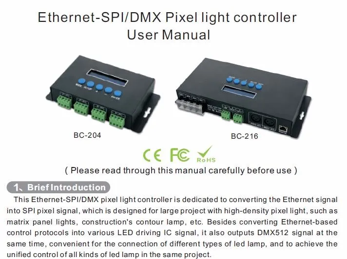 BC-204 DC5V-24V Artnet в SPI пиксельные сценические светильники контроллер Eternet вход протокола 680 пикселей* 4CH один порт(1X512 каналов) выход