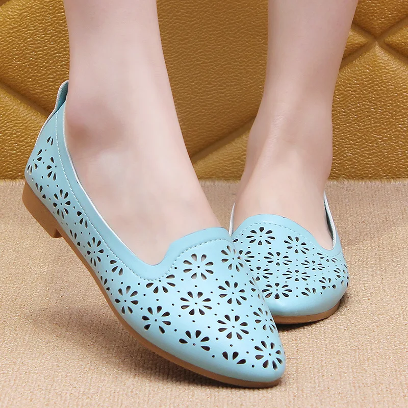 

2019 Women Flats Summer Style Casual Hollow Solid Pointed Toe Slip-On Flat Shoes Soft Comfortable Women Shoes ghn78