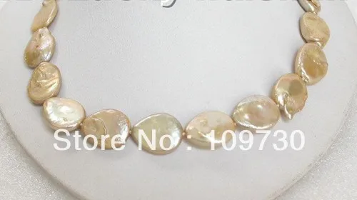 

Jewelry 001858 21mm baroque champagne Reborn Keshi pearl necklace