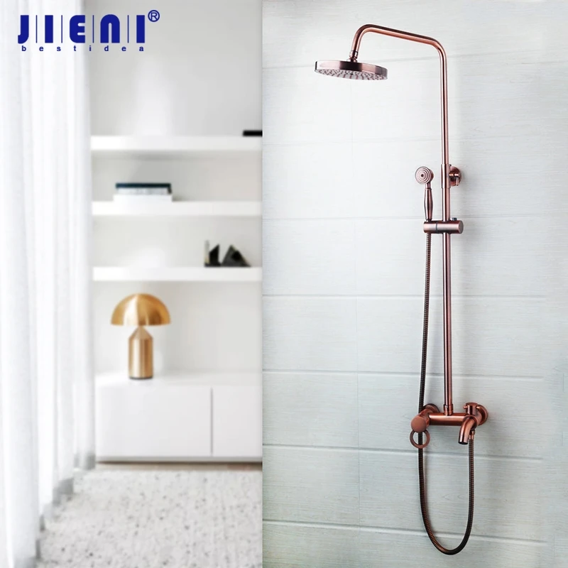 JIENI Pink Gold Plated Finish ชุดฝักบัวอาบน้ำชุดฝักบัวอาบน้ำหัว Bath