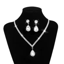 Silver Jewelry Crystal Jewelry Wedding Accessories Jewelry Sets For Brides Necklace And Earring Set With Jewelry