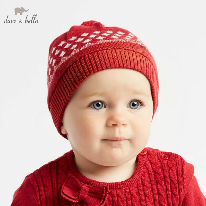 DBA7939 dave bella осенне-зимняя Рождественская красная шляпа для маленьких девочек