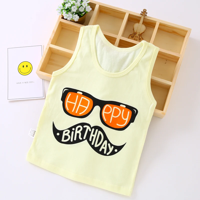 Baby Boys Girls Tanks Tops Solid Candy Color Children Vest Beach Camisoles Kids Underwear 100% Cotton Sleeveless T-shirts VE006