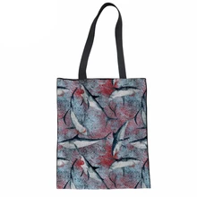 Эко многоразовые женские хозяйственные сумки ткань продуктовая упаковка перерабатываемая сумка Акула Дельфин печать здоровая сумка