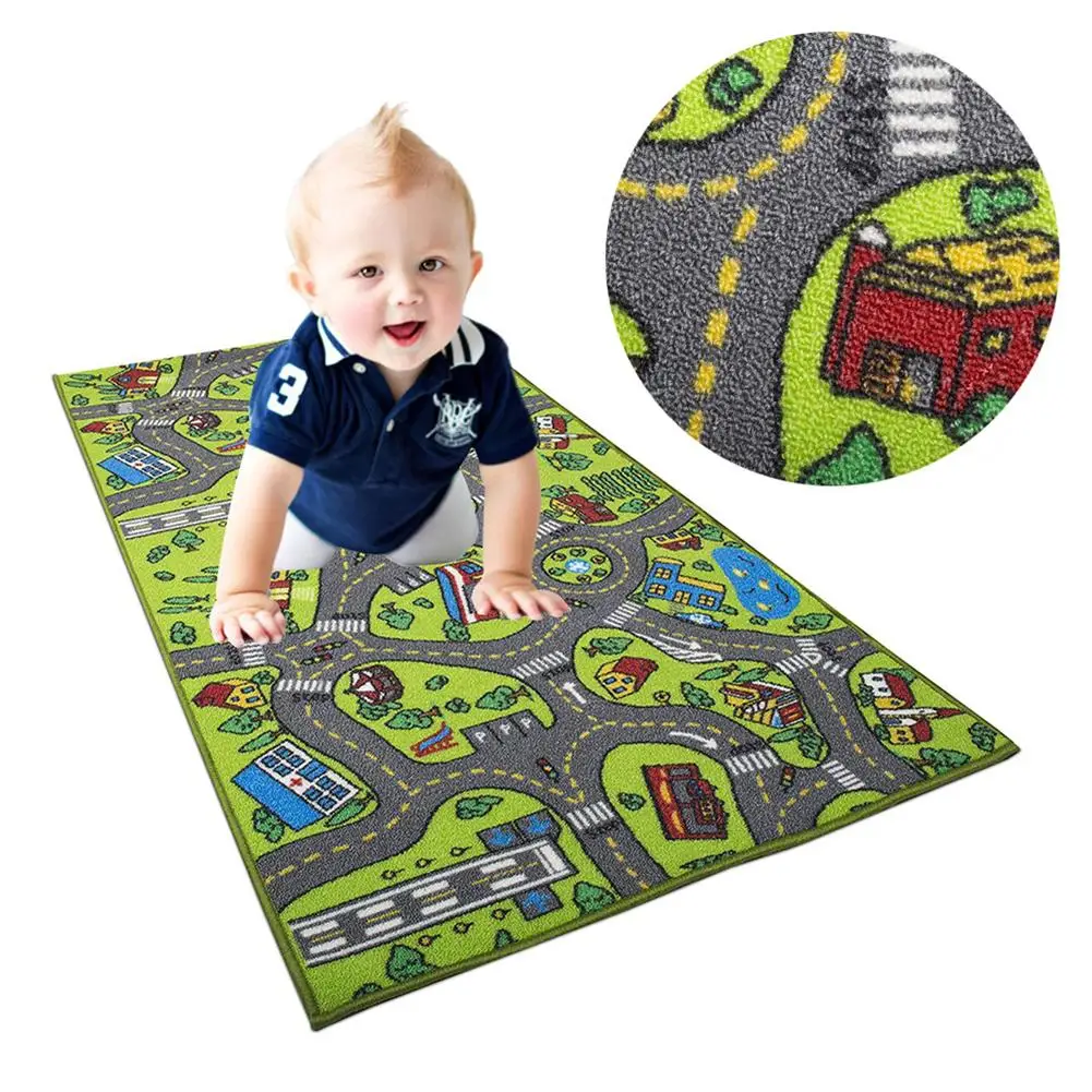 

40# Educational Traffic Map Living Room Children Kids Play Area Rug Carpet Crawling Floor Mat Area Rug