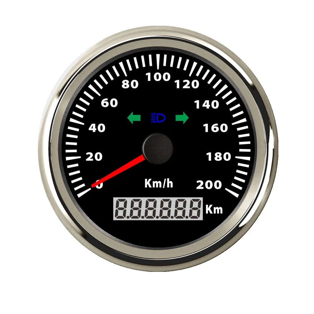 

85mm LCD Speedometer Gauge 200 Km/h 120Km/h Speed Meter fit Car Boat Motorcycle 9~32V with Turning Backlight Indicator