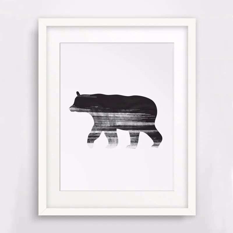 2016 NEW Bear Art Print Wall Art Canvas Poster, Black Bear Decor Wall