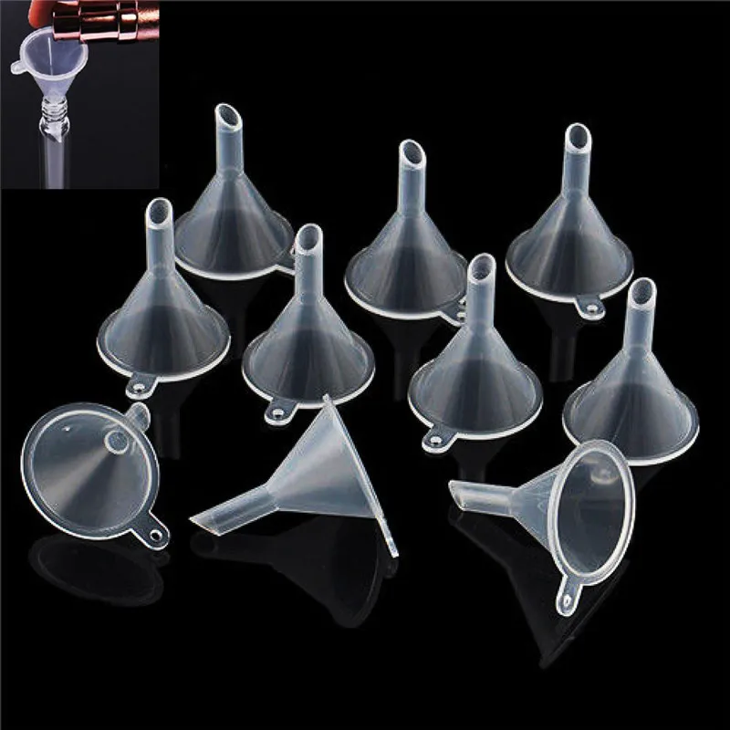 

10Pcs/Set Small Clear Plastic For Perfume Diffuser Bottle Mini Liquid Oil Funnels Lab Free Shipping