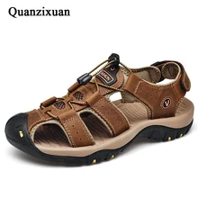 Новая мужская обувь, мужские сандалии для взрослых, натуральная кожа, пляжная обувь, уличные повседневные кроссовки, мужская обувь, Классические сандалии, размер 48
