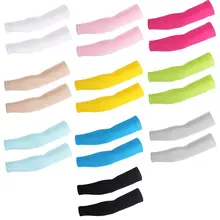 Unisex Summer UV Protection Milk Silk Cooling Arm Sleeves Anti-Slip Candy Color Protective Cycling Running Long Cover Mittens