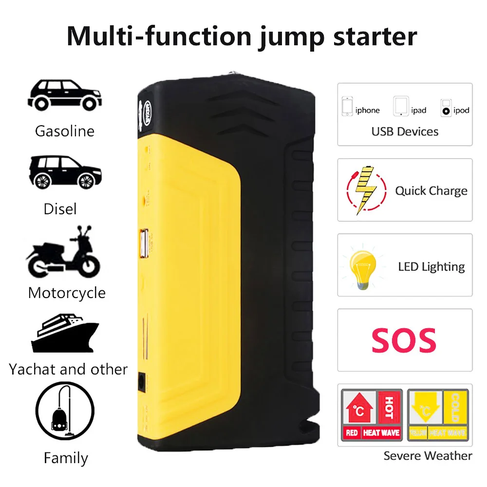 Mini Emergency Starting Device Car Jump Starter 12V Portable Power Bank Car Charger for phone battery starter Starting Device