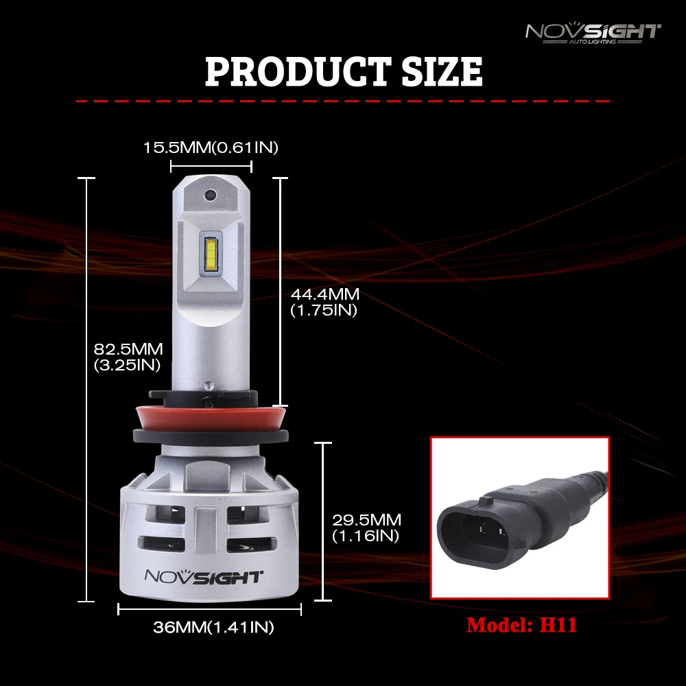 NOVSIGHT 2 шт. турбо светодиодный H4 H7 для автомобильных фар H11/H8/H9 9005/HB3 9006/HB4 60 Вт 10000LM 6500K 12V 24V Voiture светодиодный лампы