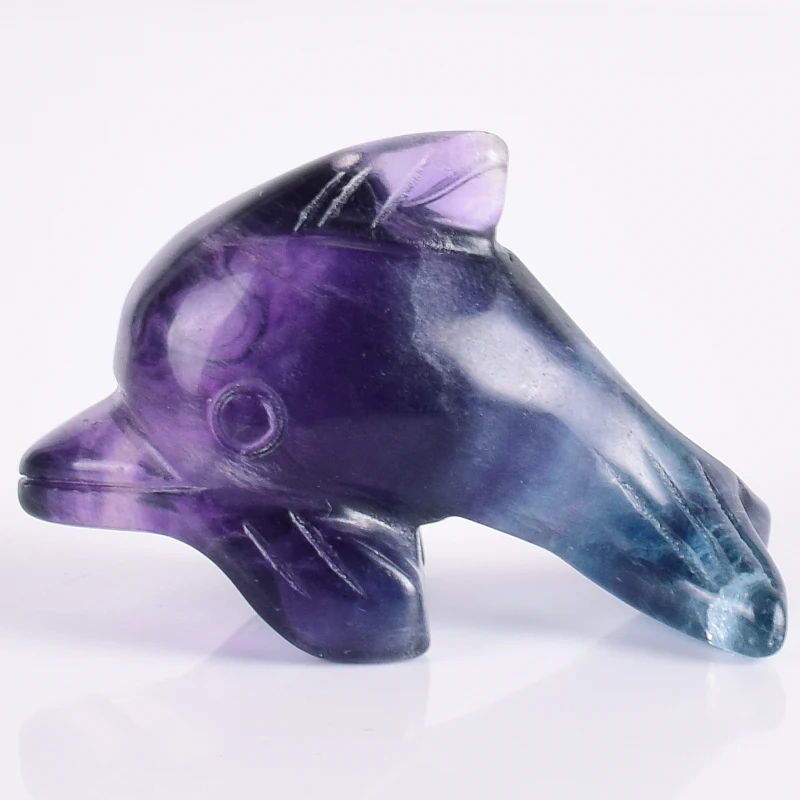 

Vivid Carved Fluorite Dolphin Figurines fluorite Mini Marine life Craft Animals Statue for water fountains home decoration