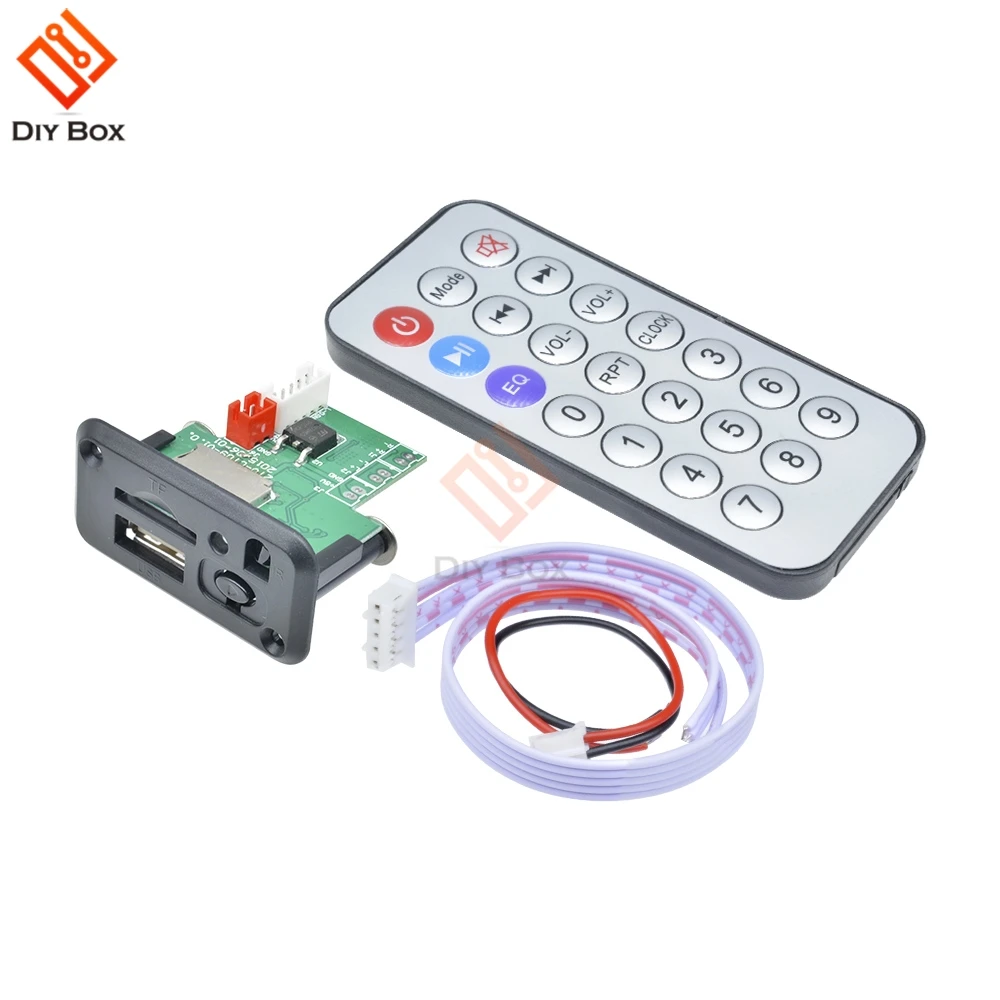 

Mini MP3 Audio Decoding Board 2 Channel Stereo Car MP3 Decoder Support TF Card U Disk FAT16 FAT32 With Remote Controller 5V-12V