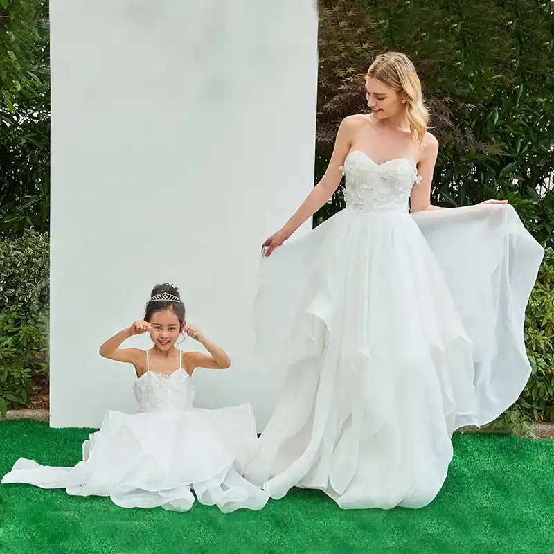 Matching white dresses for mother and daughter Clearance