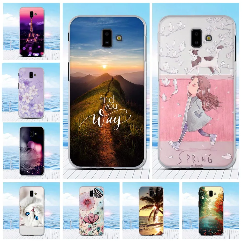 For Samsung Galaxy J6+ Silicone Soft Bumper J6 Plus J610 Case 3D Relief Pattern Prime Phone TPU Shell | Мобильные телефоны и