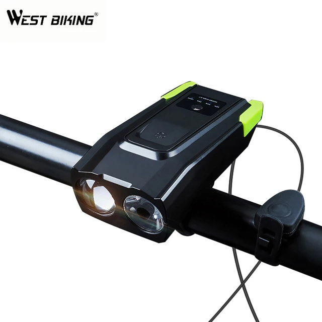 Best Offers WEST BIKING 4000mAh Double T6 Lamp Head Bicycle Headlight USB Rechargeable Cycling Light 120 Decibel Horn MTB Bike Front Light