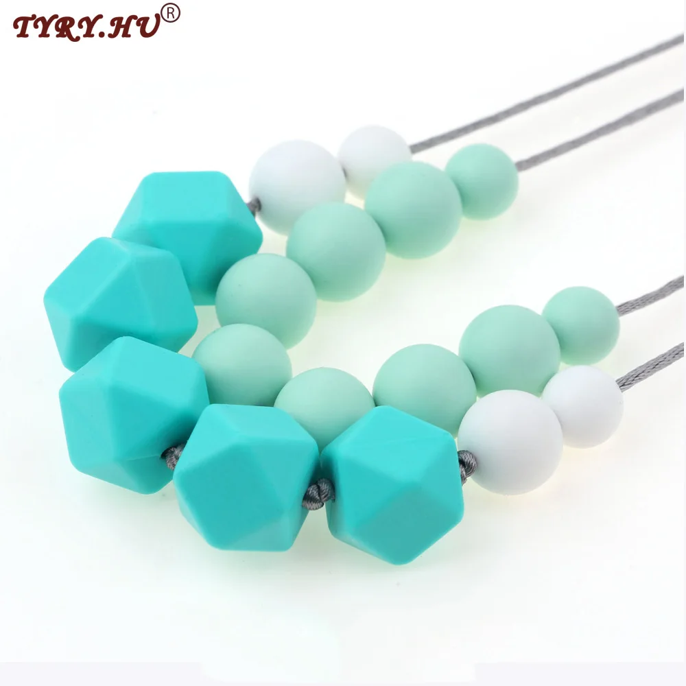 

TYRY.HU Handmade Women Teething Necklace 2PC Organic Silicone Beads Necklace for Infant Baby/Breastfeeding Chew Nursing Jewelry