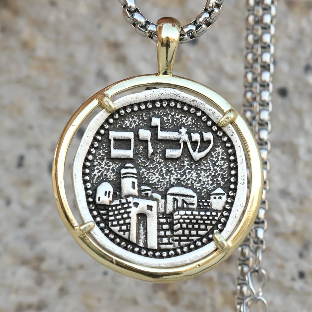 Tkuamigo, Мужская Холли, Джерузалем, ожерелье, золотой Шалом, иврит, символ, иудаизм, религиозная подвеска, ювелирные изделия, Прямая поставка