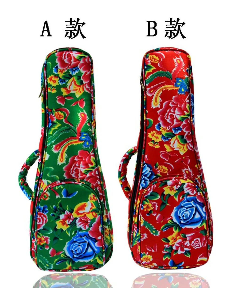 Vintage 21 23 24 26inch soprano concert tenor ukulele bag backpack case soft gig beautiful patten Phoenix Flower green red color Vintage 21 23 24 26inch soprano concert tenor ukulele bag backpack case soft gig beautiful patten Phoenix Flower green red color