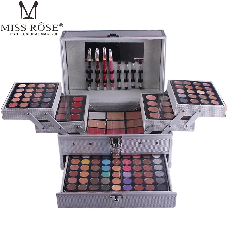 Kits de Maquiagem Batom em pó Conjunto com Caixa de Maquiagem Profissional Shimmer Fosco Glitter Sombra Maquiagem Conjunto Caixa Blush Cosméticos Ferramenta