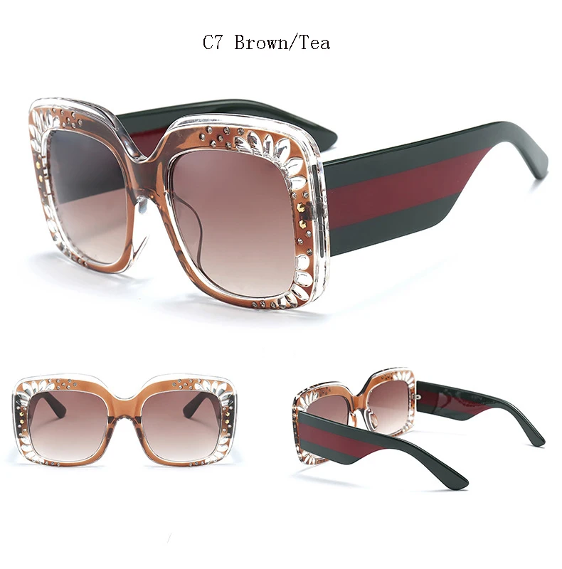 Oversize Square Frame Rhinestone Sunglasses 2018 - Trending Fashion HTB1rVsYblDH8KJjSszcq6zDTFXad - Oversize Square Frame Rhinestone Sunglasses 2018 - Trending Fashion
