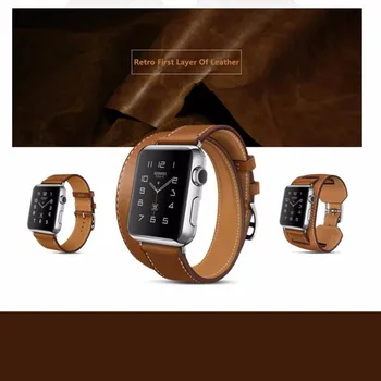 

Genuine Leather strap for Apple watch 4 5 44mm 40mm band iwatch 42mm 38mm Double Tour bracelet apple watch 5 4 3 2 watchband