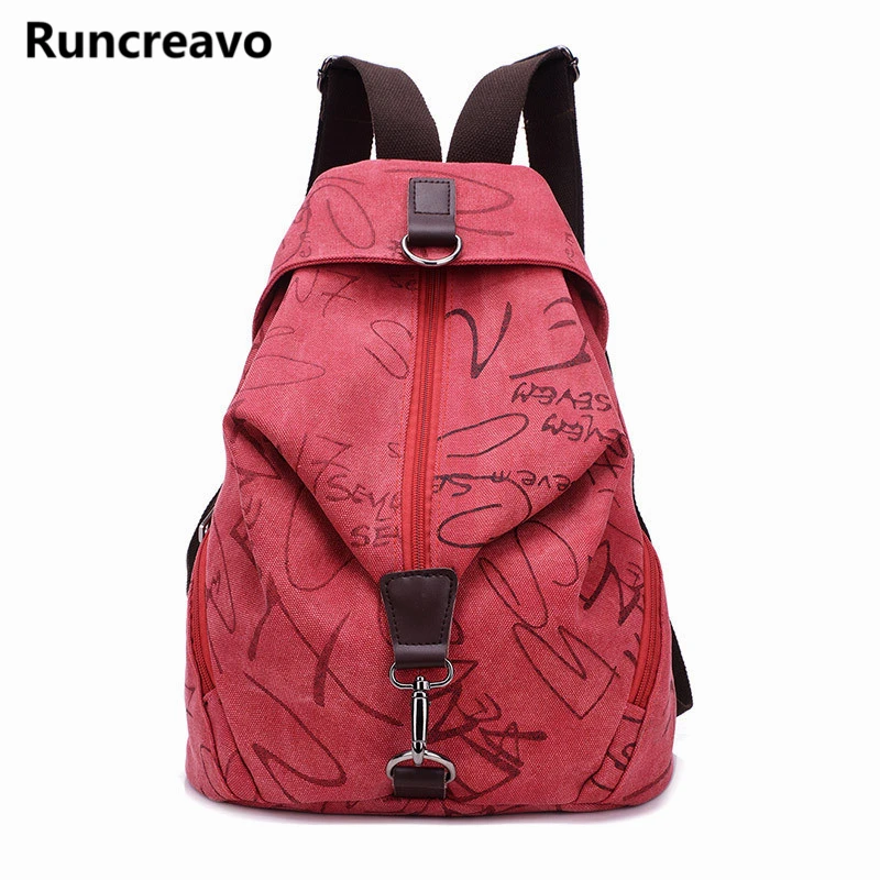 

2018 Fashion Canvas Bags for Women fashion printing backpack female college students students bag travel bag