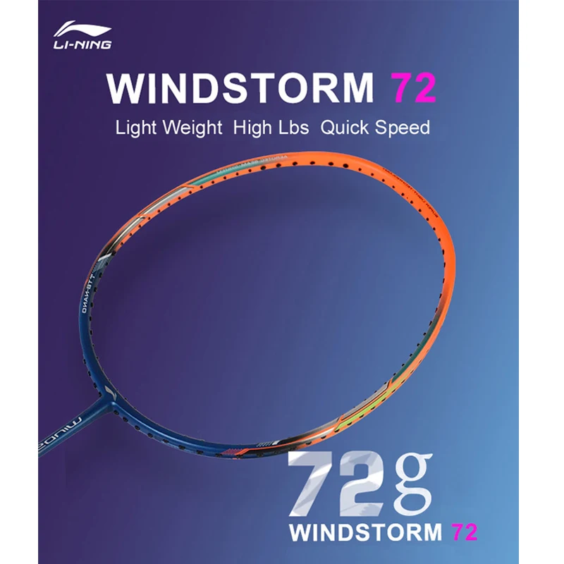 Li-Ning WindStorm 72 профессиональная ракетка для бадминтона легкий вес высокая Натяжная подкладка одиночные спортивные ракетки AYPM192 EOND18