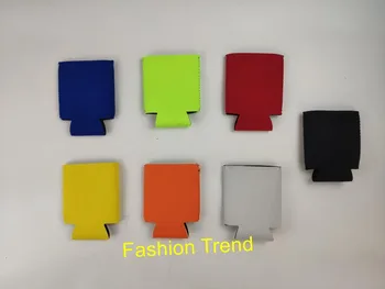 

50pcs/lot hot selling 7 colors mixed sublimation neoprene can cooler stubby holders monogram vinyl foldable can coolie