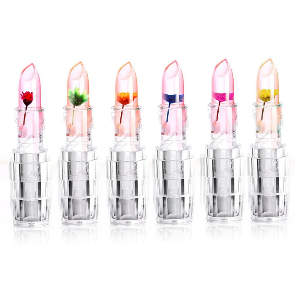 

ELECOOL Temperature Color Change Jelly Lipstick Flower Waterproof Transparent LipStick Natural Cosmetics Long Lasting TSLM2