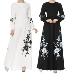 Весна Abayas фея женские мусульманские шифон с длинным рукавом длинное платье Винтаж платья для женщин 4,15