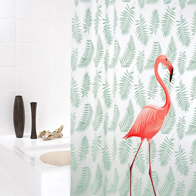 ZHUO MO PEAV пластиковая красная Фламинго зеленые листья водостойкая занавеска для душа утолщенная матовая ванная душевая занавеска s