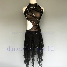 Стиль латинский танцевальный костюм сексуальные газовые камни латинские танцевальные платья для женщин конкурс латиноамериканских танцев платья