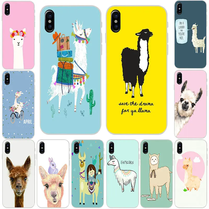 

Phone Cases for iPhone 8 7 6 6s Plus X XR XS Max 5 5S SE 5C 4 4S Plants Fashion Soft TPU Rubber Silicon Cover Lama Llama Alpacas
