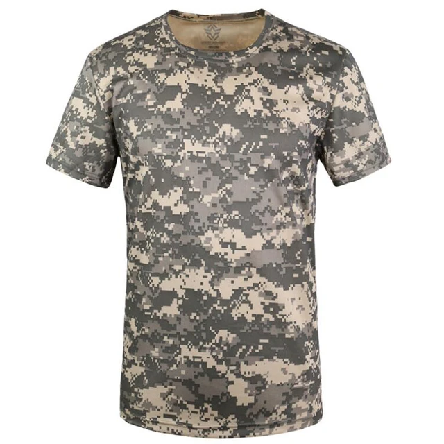 Summer T Shirt Quick Dry Camouflage O Neck Short Sleeve Tee Shirt