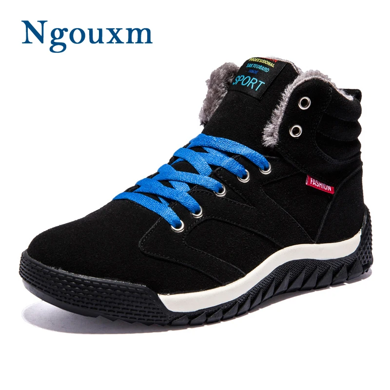 

Ngouxm Plus Size Ankle Boots Men Suede Leather With Short Plush Men's Winter Boots Non-slip Lace-Up Round Toe Man Boots Shoes