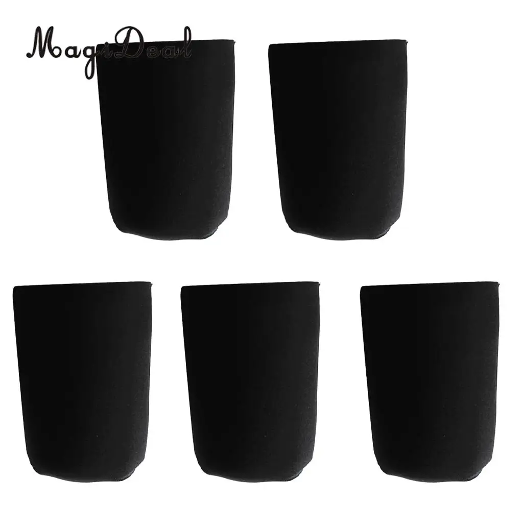 MagiDeal 5 Pieces Classic Neoprene Insulated Beer Can Cooler Soda Sleeve Covers Wraps Black