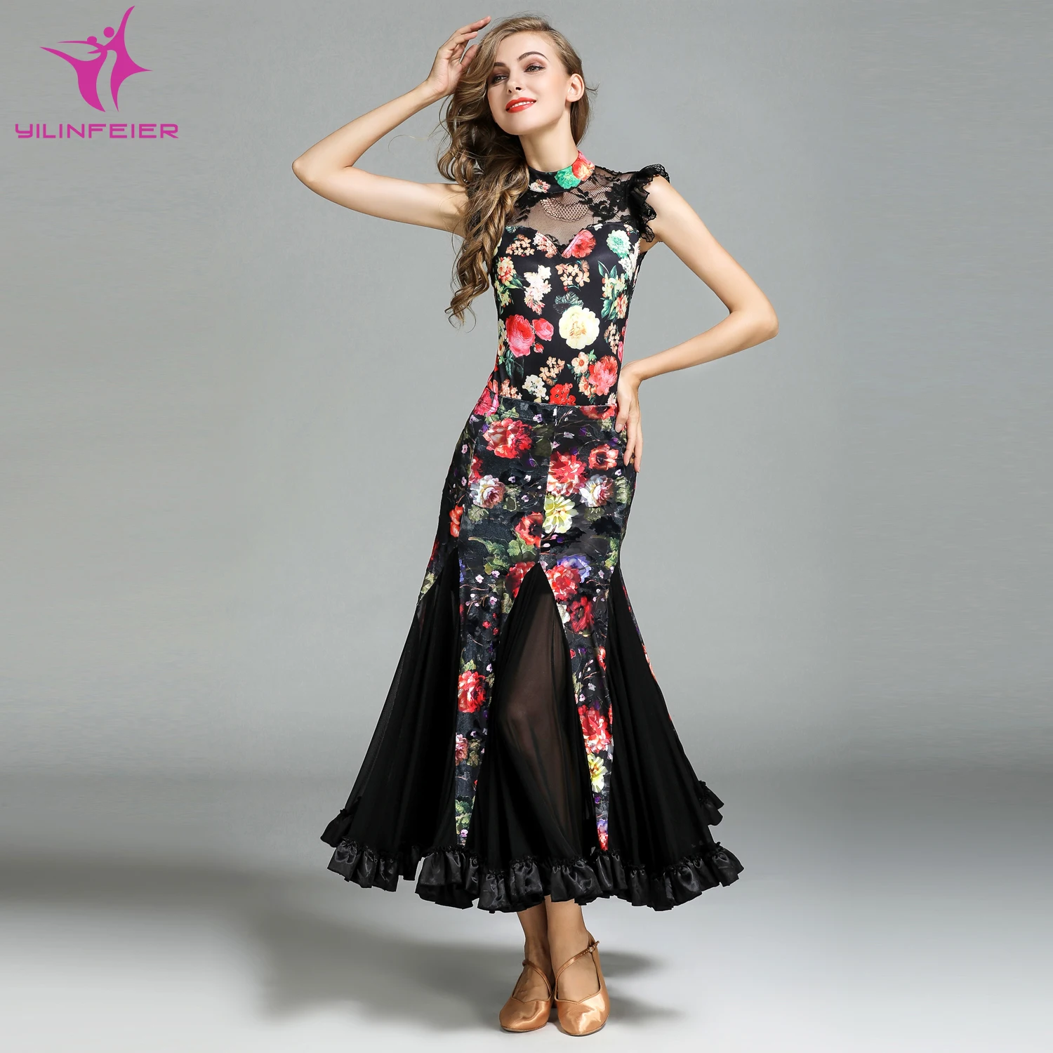 

YILINFEIER MY771 and MY778 Modern Dance Costume Top and Skirt Suits Dance Dress Ballroom Costume Women Lady Evening Party Dress