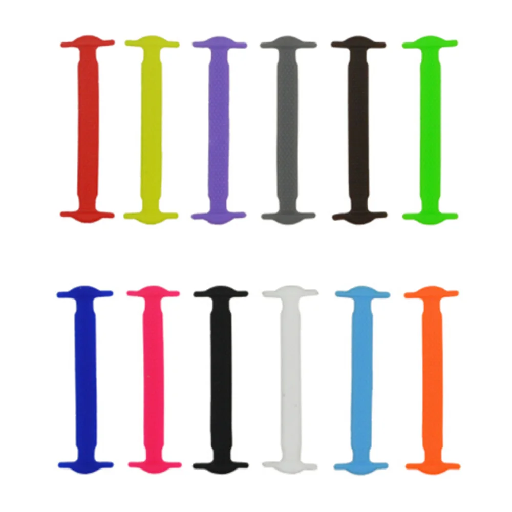 16Pc/Set Children Athletic Running No Tie Shoe Elastic Silicone Shoelaces All Sneakers Fit Strap Shoes Lace