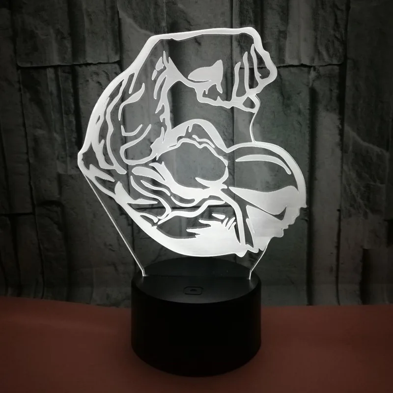 3D ночник светодиодный 7 цветов Изменение ligyht мышцы показать моделирование ночники для настольная лампа Декор для тренажерного зала подарки