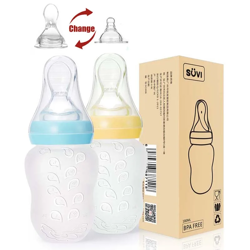 2 в 1 силиконовая детская бутылочка, Детская молочная силиконовая насадка на бутылочку для кормления(ложка бонусом), детская ложка, рисовая паста, бутылочка для кормления