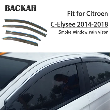 

Backar 4pcs Car Windows Rain Wind Sun Shield Deflector Visor Trim For C-Elysee 2014 2015 2016 2017 2018 Accessories All Weather