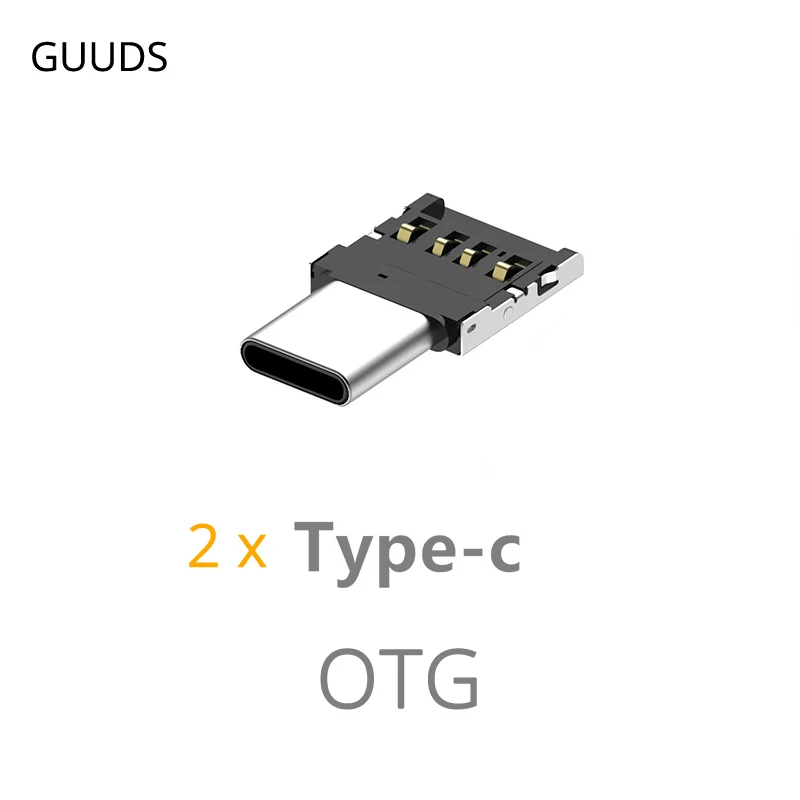 Guuds Ультра маленький Micro usb type-C штекер USB Женский адаптер маленький type-C адаптер типа OTG C OTG разъем type C V8 OTG - Цвет: 2 pcs Type-C OTG