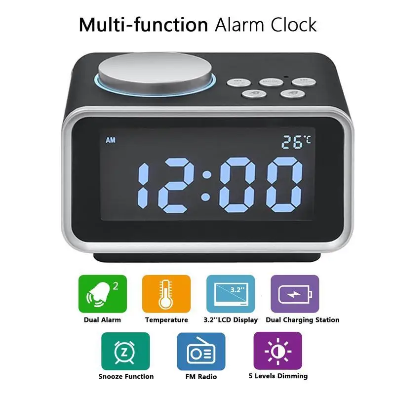 Multifunction LCD Alarm Digital Clock Sleep Timer MP3 Player Speaker FM Radio Temperature