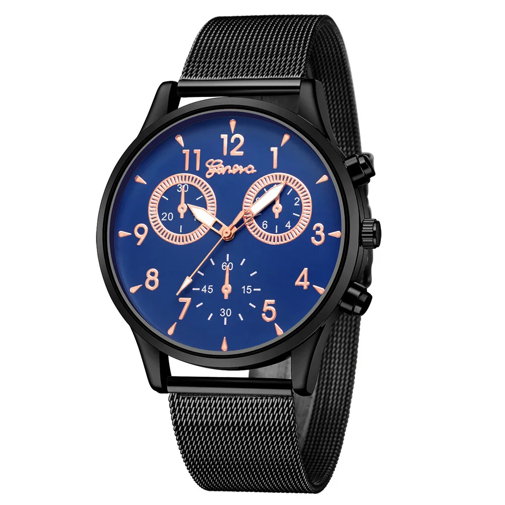 5001 Мода Высокое качество Мужские часы Мужская мода Спортивные из нержавеющей стали кожаный ремешок Кварцевые аналоговые наручные часы